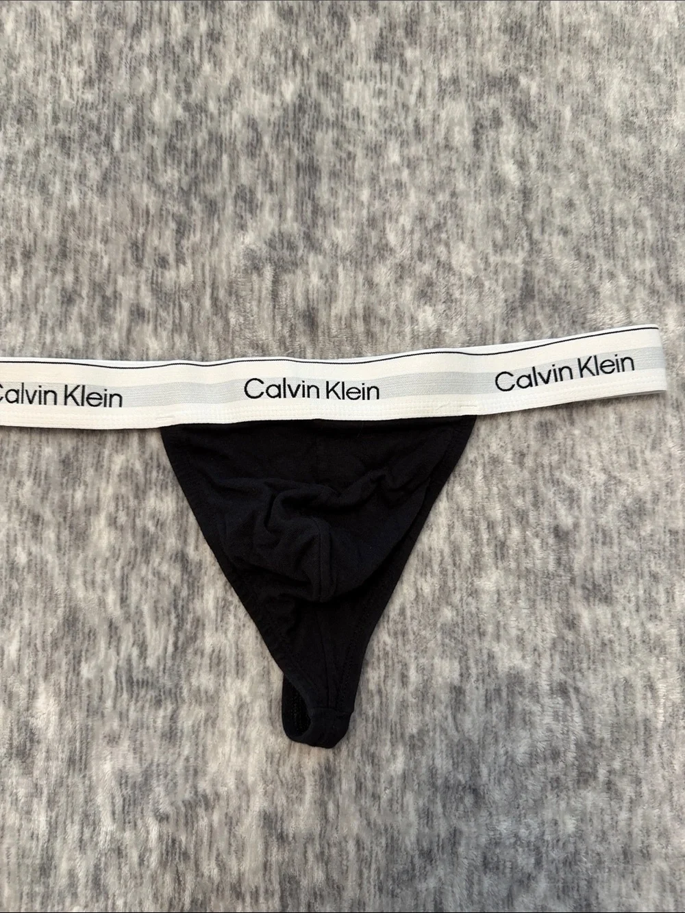 Mens Calvin Klein Black & White Logo Waistband Thong